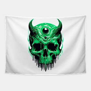 Green skull horror Tapestry