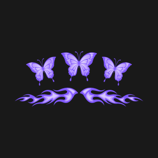 Fairycore Purple Butterfly Tattoo Flames y2k Egirl Aesthetic T-Shirt