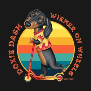 Cute Dachshund Doxie Dash Wiener on Wheels T-Shirt