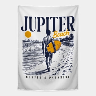 Vintage Surfing Jupiter Beach, Florida // Retro Surfer Sketch // Surfer's Paradise Tapestry