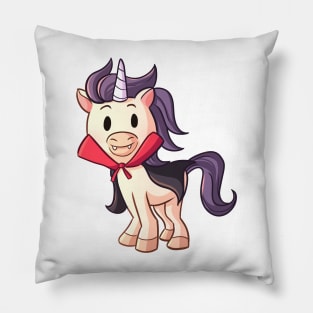 Cute Halloween Unicorn in Vampire Dracula Costume Pillow