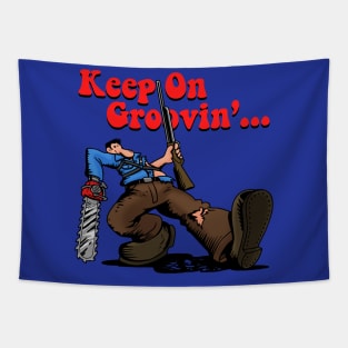 Keep On Groovin' Vintage Retro Horror Meme Tapestry