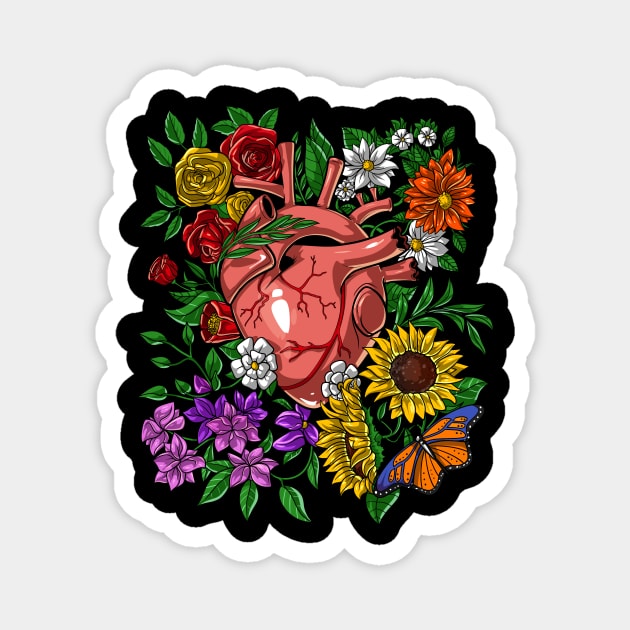 Floral Anatomical Heart Magnet by underheaven