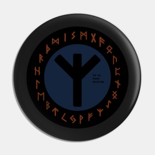 Blue Elhaz Futhark Rune Symbol Pin