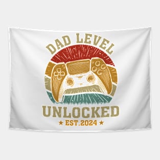 Dad Level Unlocked Est2024 New Daddy Gamer Dad Tapestry