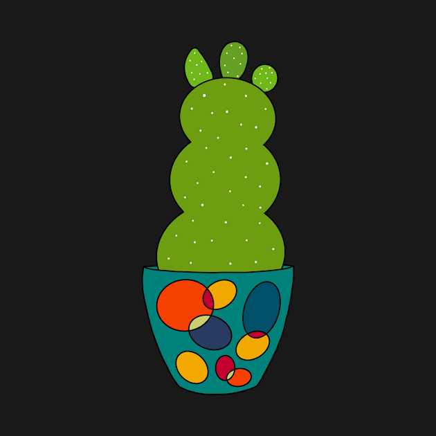 Cute Cactus Design #124: Curvy Cactus In Retro Pot by DreamCactus