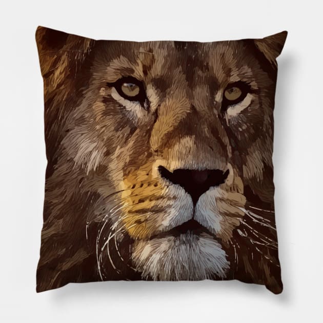 Majestic African Lion, The Lion King Pillow by artdesignmerch