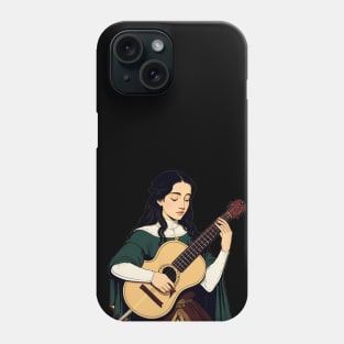 Serene bard playing a song on her guitar Phone Case