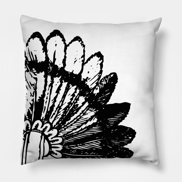 Black indian war bonnet Pillow by The Retro Black Store