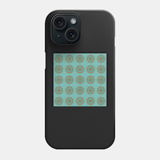 Turquoise and Gold gemmed Kaleidoscope pattern 23 Phone Case