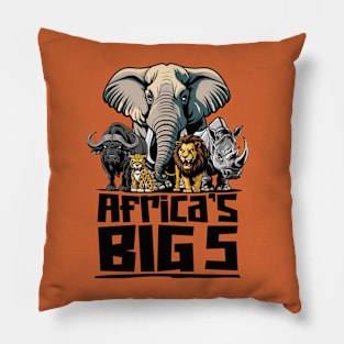 Africa's BIG Five Animals Pillow