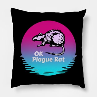 OK Plague Rat Sun and Water Vaporwave Pillow