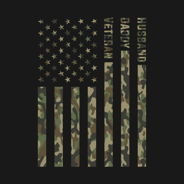 Husband Daddy Veteran Patriotic American Camouflage Fathers Day by mrsmitful01