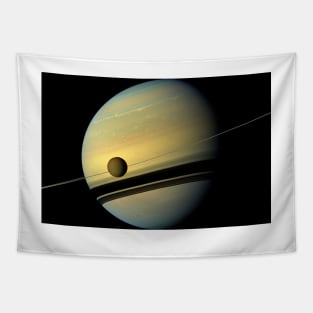 Titan and Saturn, Cassini image (C023/2224) Tapestry