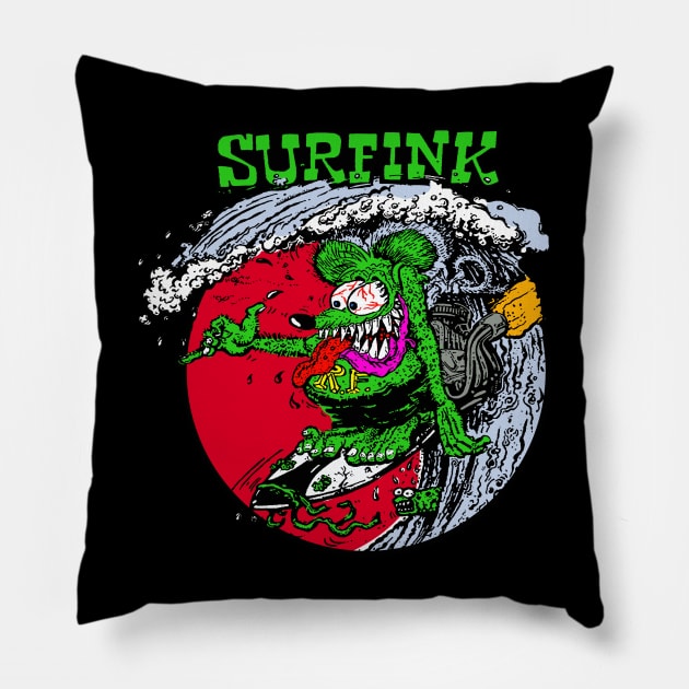 Surfink // Rat Fink Pillow by Niko Neon