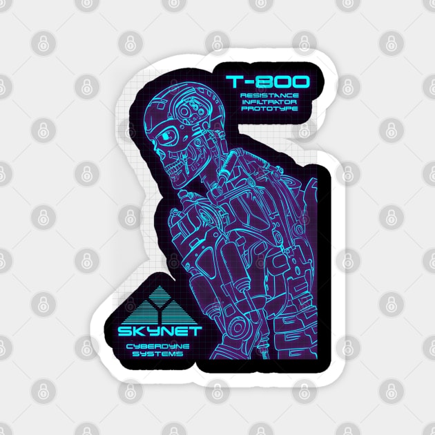 Terminator T-800 skynet 80s neon Slim Magnet by wet_chicken_lip