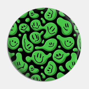 Green Liquid Smiley Faces Pin