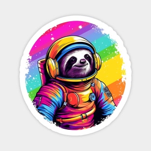 Rainbow Sloth Astronaut Magnet