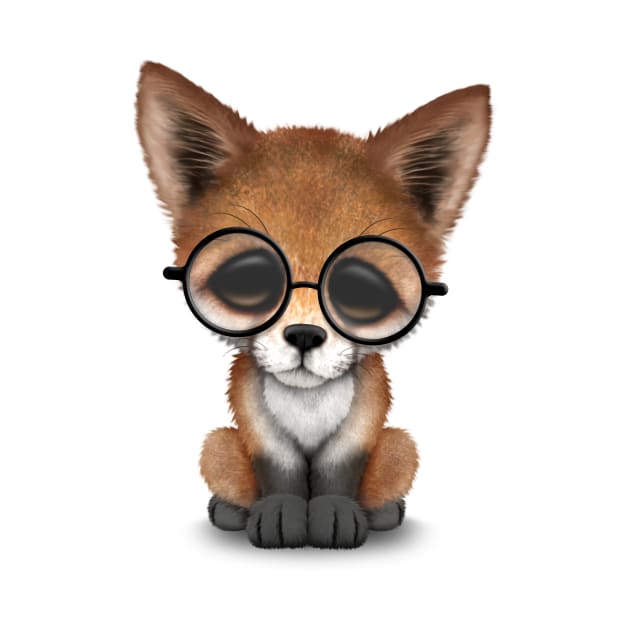 Cute Red Fox Cub Wearing Glasses by jeffbartels