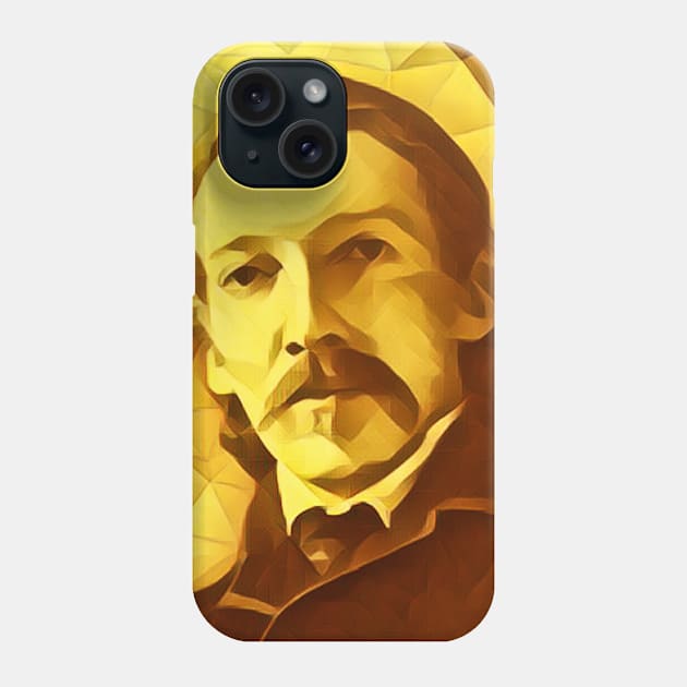 Robert Louis Stevenson Golden Portrait | Robert Louis Stevenson Artwork 12 Phone Case by JustLit