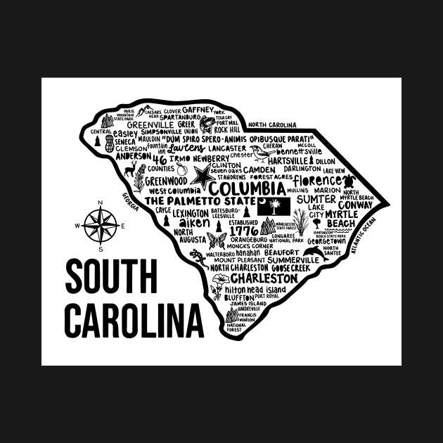 South Carolina Map by fiberandgloss