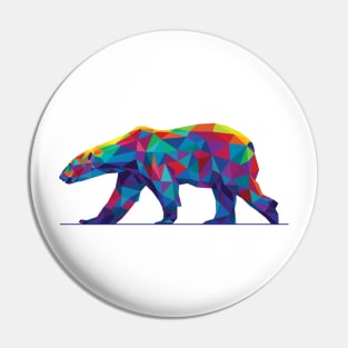 Rainbow Geometric Polar Bear Walking Pin