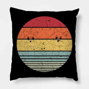 Cat Mushroom Family Vintage Retro Pillow