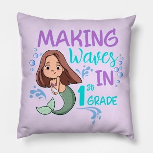 Mermaid 1st Grade Making Waves Pillow