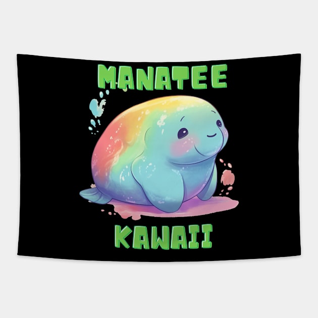 Manatee Kawaii, Colorful, Sea Cow, Cute Tapestry by FrenArt