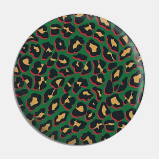 Leopard Print Spots in Green, Orange and Red Pin