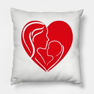 Mom, child and heart Pillow