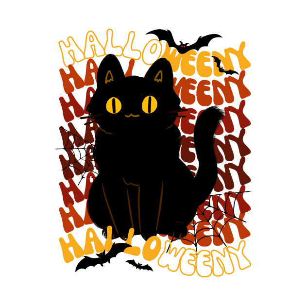 Spooky Halloween Black Cat by HappyPeeps