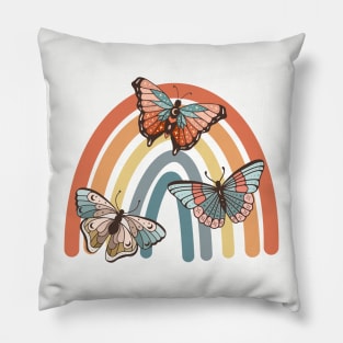 Boho Rainbow and Butterflies Pillow