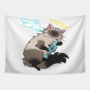 Fluffy Siamese Cat Angel Tapestry