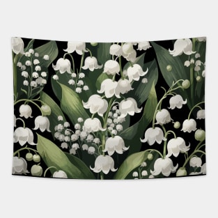 Lily of The Valley on Black Tapestry