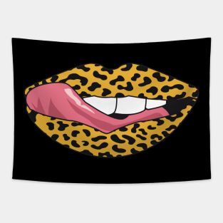 Vintage Lips Retro Style Tongue Leo Leopard Pattern Popart Gift Tapestry