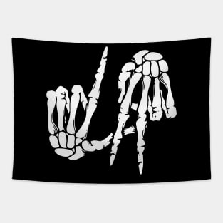 Hand Sign Skeleton Tapestry