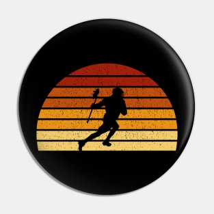 Vintage Sunset Lacrosse Gift For Lacrosse Players Pin