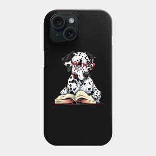 Funny Geek Dalmatian Dog Reading A Book Phone Case