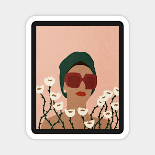 Girl and white flowers Magnet