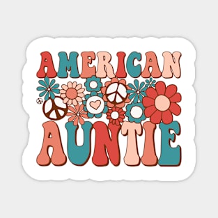 Retro Groovy American Auntie Matching Family 4th of July Magnet