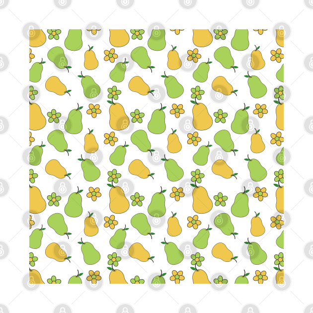 Green and Yellow Pear Pattern by Kelly Gigi