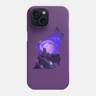 Desert Night Sky Wolf, Howling, Glowing Wolf with Girl Phone Case