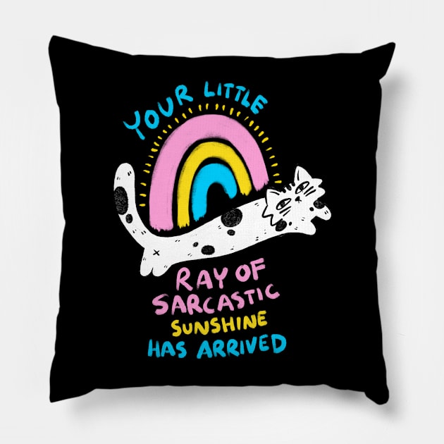 Sarcastic Cat Pillow by Iniistudio