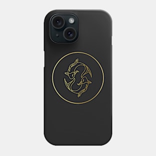 Pisces Zodiac Art Gold Phone Case