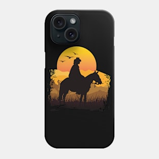 Cowgirl Riding Sun Retro Vintage T-Shirt Phone Case