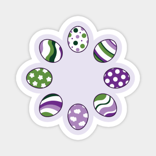 Eggs | Purple Green | Stripes | Dots | Clouds | Light Purple Magnet