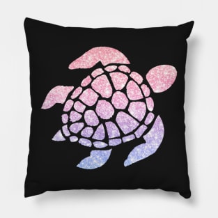 Pastel Pink Purple Ombre Faux Glitter Turtle Pillow