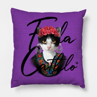 Grape TXB back Cat Frida Cathlo version of - Frida Kahlo Pillow