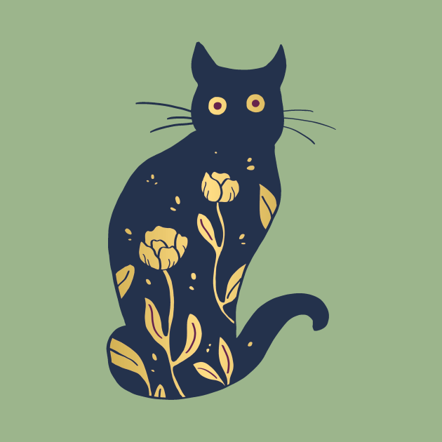 Dark blue and gold cat - Blue Cat - Débardeur | TeePublic FR